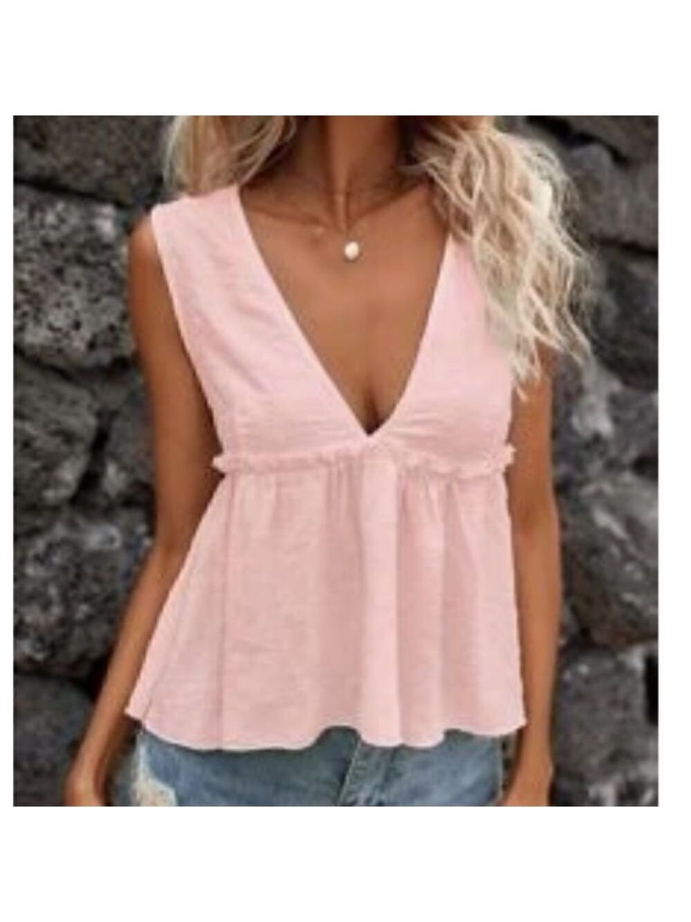 Blush Ruffle Baby Doll Tank